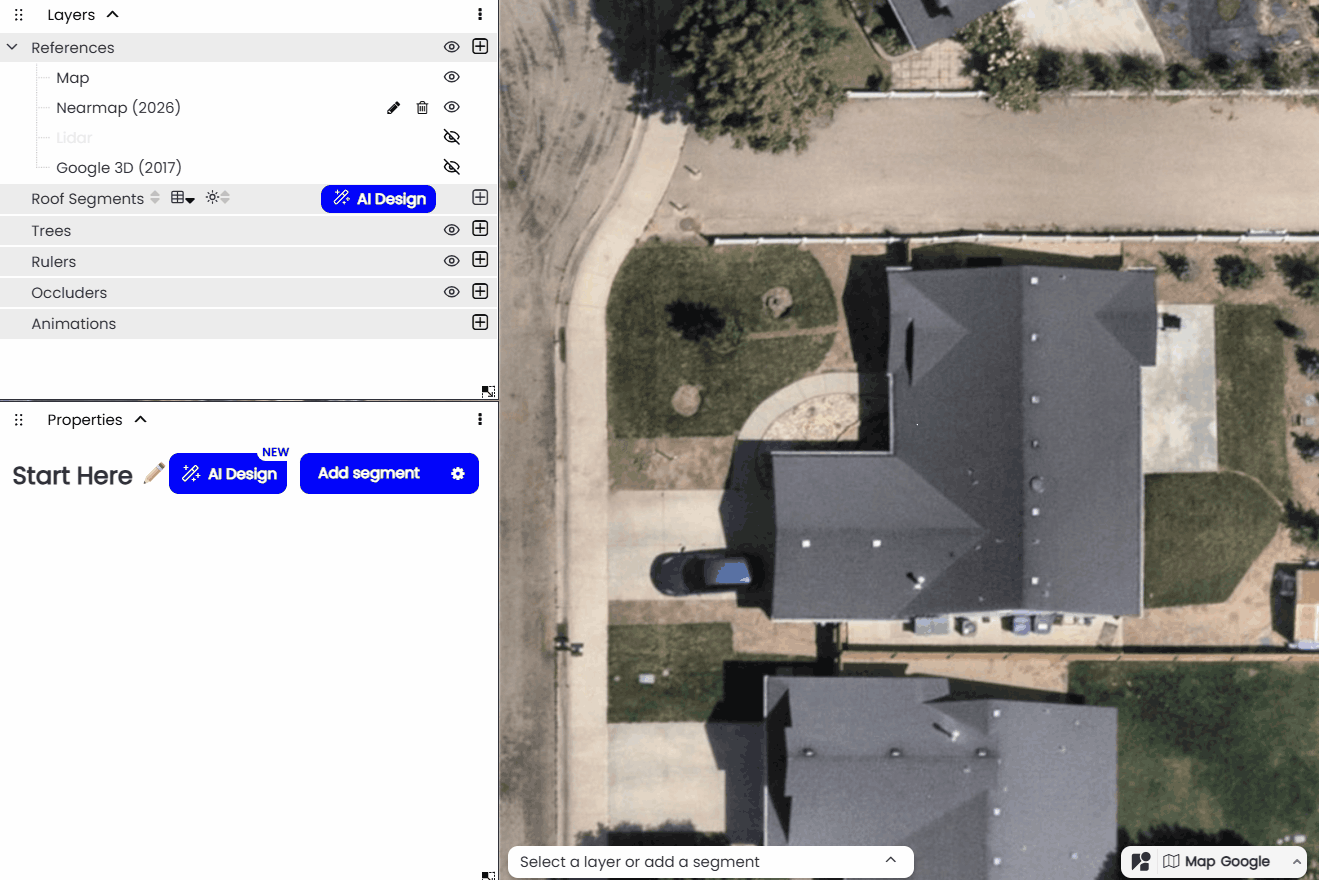 placing initial connected roof