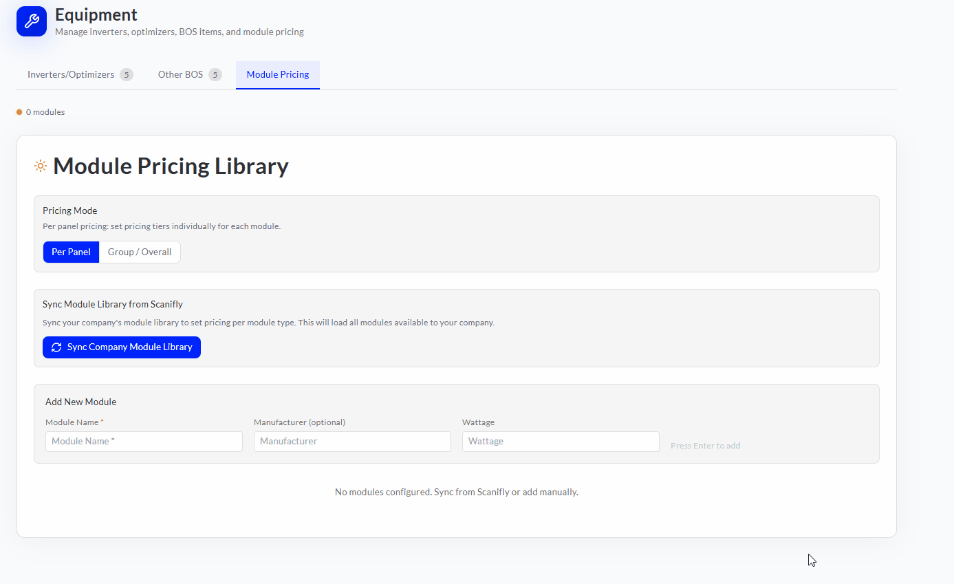 sync module library to equipment library proposal